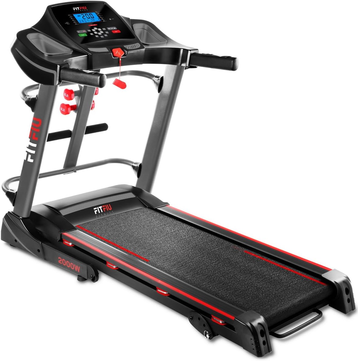 FITFIU Fitness - Hydraulisch opvouwbare loopband, verstelbare helling met 3 niveaus, 20km/h, 12 programma’s, APP Kinomap- en Bluetooth-verbinding, 2200W, loopvlak 41x122cm