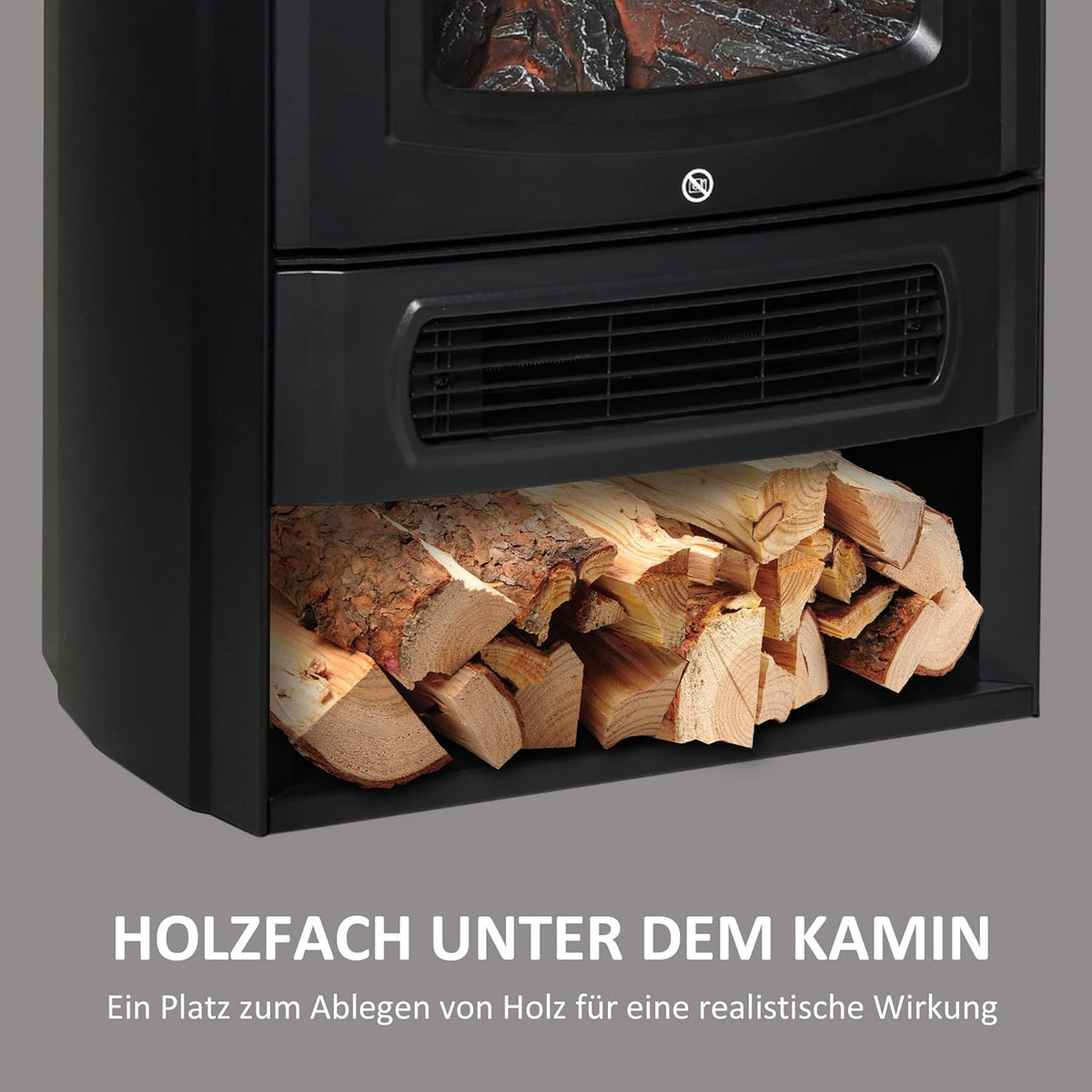 Elektrische Sfeerhaard – Elektrische Haard – Vrijstaande Haard – Open Haard – Sfeerverwarming – Realistisch Vlameffect – Instelbare Thermostaat 1000/2000W – Voor 20-25 m² - QUORE