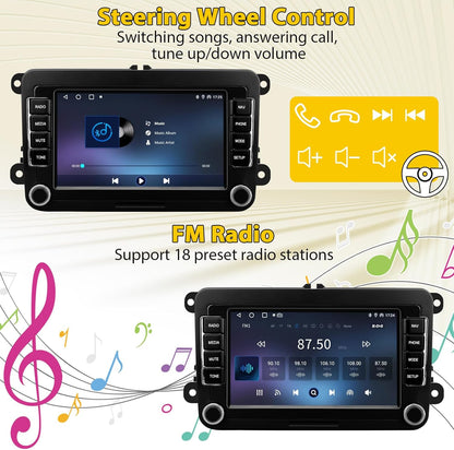 Autoradio – Headunit – Multimedia Systeem – Navigatiesysteem – Touchscreen – Android 13 – 7 Inch 1080p HD Scherm – Draadloze CarPlay & Android Auto