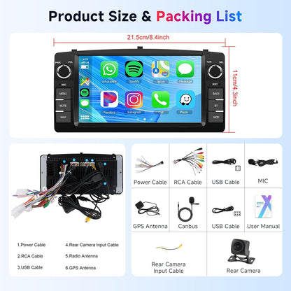 Android autoradio – Multimediaspeler – Navigatiesysteem – Touchscreen Radio – 2-DIN Radio – 7 Inch Touchscreen – Wireless CarPlay en Android Auto – 2 GB RAM + 64 GB Opslag