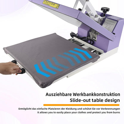 ColorSub Digitale warmte-sublimatiemachine, 38 x 38 cm, glij-thermopres, geschikt voor T-shirts, tassen, kussens, puzzels, kleding, 1600 W