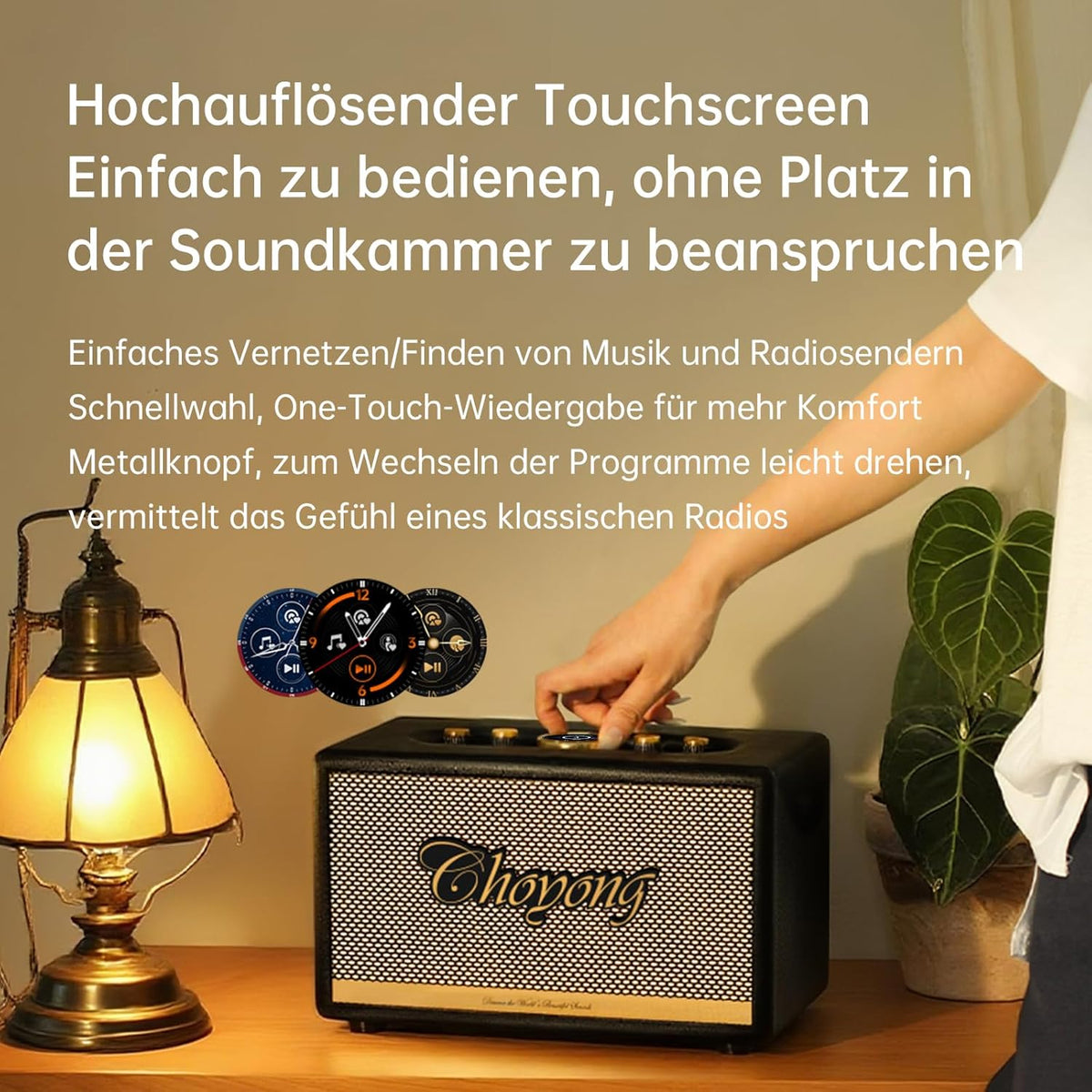CHOYONG Maestro C2 WiFi-luidspreker Draadloze Bluetooth Smart Speaker, Drie-weg luidsprekersysteem, Internet Radio Global Station, platenspeler compatibel met RCA-ingang, Choyoung C2
