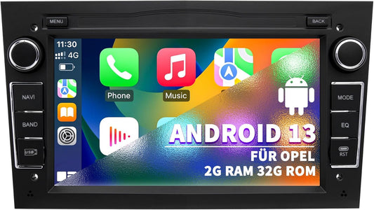 Autoradio voor Opel Astra Corsa Zafira, Android 13-systeem 2G+32GB met GPS-navigatie CarPlay Android Auto Wi-Fi Bluetooth MirrorLink, 7-inch touchscreen FM-radio Stuurwielbediening, Zwart