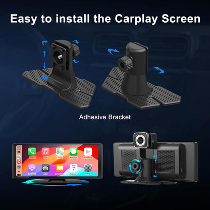 LEXXSON Draagbare autoradio met draadloos CarPlay Android autodisplay, 4K dashcam en 1080p achteruitrijcamera, 3-in-1 met IPS touchscreen, Car Play Bluetooth/FM/AUX/TF-kaart, plug & play