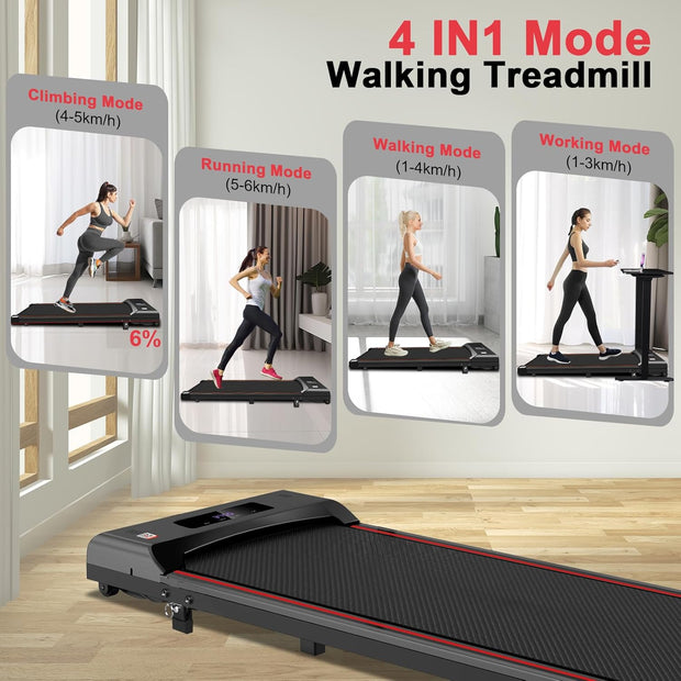 Loopband - Elektrische Loopband - Walking Pad - Inklapbaar - met Helling - Ruimtebesparend - 3.0 pk - Bluetooth-Audio - App - Afstandsbediening - LED-display - Instelbare Snelheid - 1-6 km/u - voor Thuis - Onder het Bureau