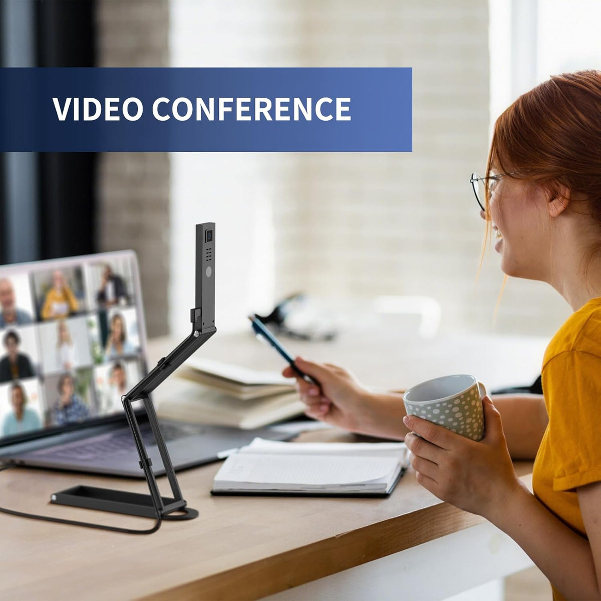 NETUM Documentcamera en webcam 4K met microfoon USB-visualizer 3-niveau Touch LED Auto-focus Image Invert Opvouwbaar voor Windows Mac OS Linux - Remote Teaching & Live Demo (SD-1300)