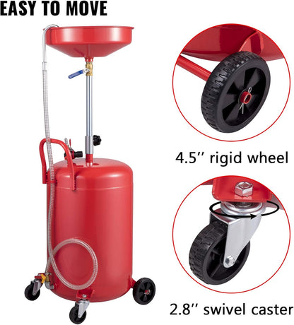Gebruikte Olie Afvoertank 80 Liter – Olieverversingstank – Olieafvoerbak – Afvalolietank – Olieopvangtank – Verstelbare Trechterhoogte 98 tot 165 Cm – Drukregelventiel Met Manometer