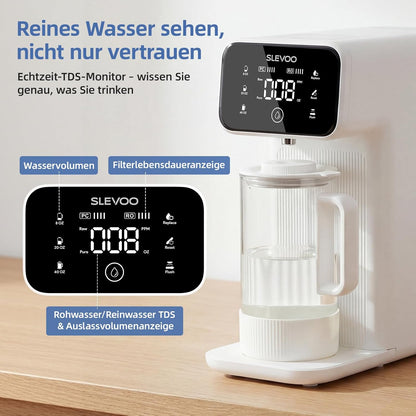 Optisch osmose-installatie, drinkwater, 6-traps filtratie tegen nitraat en PFAS, afvalwaterverhouding 4:1, TDS-monitor, 4L-tank, 1,2 l remineraliserende glazen kan voor alkalisch water, nulinstallatie