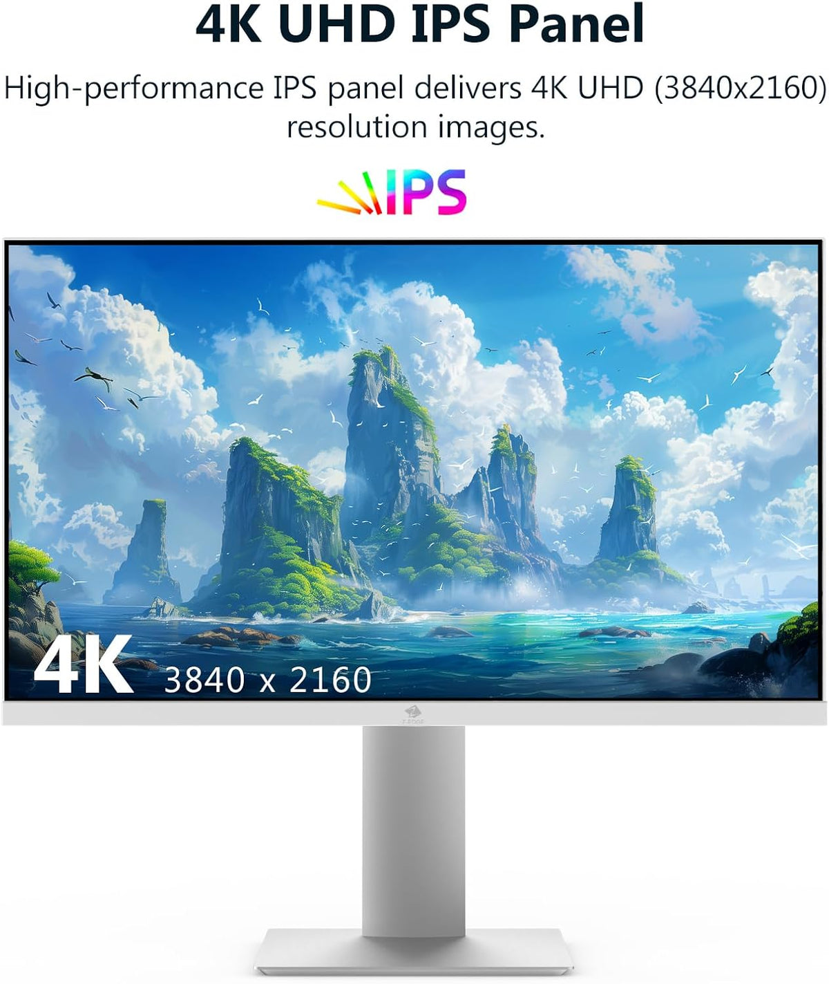 Z-Edge PC Monitor White 27'' IPS 4K UHD (3840x2160), FreeSync, 16:9 Desktop Monitor White, 60Hz, 5ms, 2*HDMI2.0 & 2*DP1.4, Adjustable Standard/Vertical/Horizontal/Rotary (DP Cable Included)