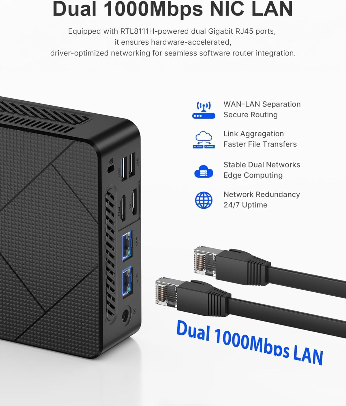 C4 Mini PC with Ryzen 5 3550H Processor (up to 3.7GHz), 16GB RAM 512GB SSD, Triple Display Support/USB 3.2/Dual RJ45 LAN/Wi-Fi 5/BT 5.0, Mini Desktop PC for Home Office - QUORE