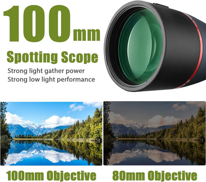 Svbony SV406 Spotting Scope Dubbele Focus 20-75x100, HD Waterdichte Mistbestendige Vogelspotkijker Scope voor Dieren In Het Wild, Landschap, Astronomie, Doelschieten