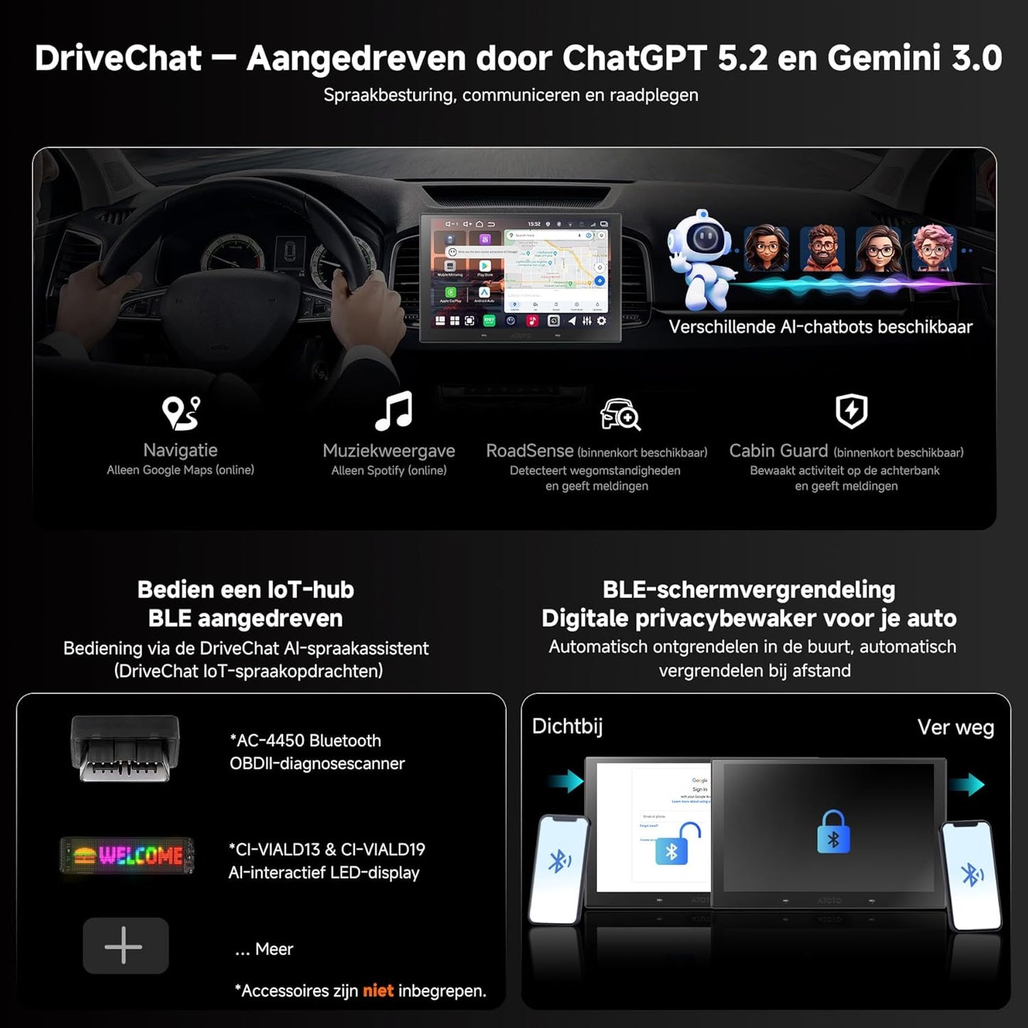 Android Autoradio – Multimedia Systeem – Navigatie Unit – Touchscreen Radio – 2-DIN Stereo – 10.1" QLED Scherm – 6GB RAM & 128GB Opslag – Draadloos CarPlay & Android Auto