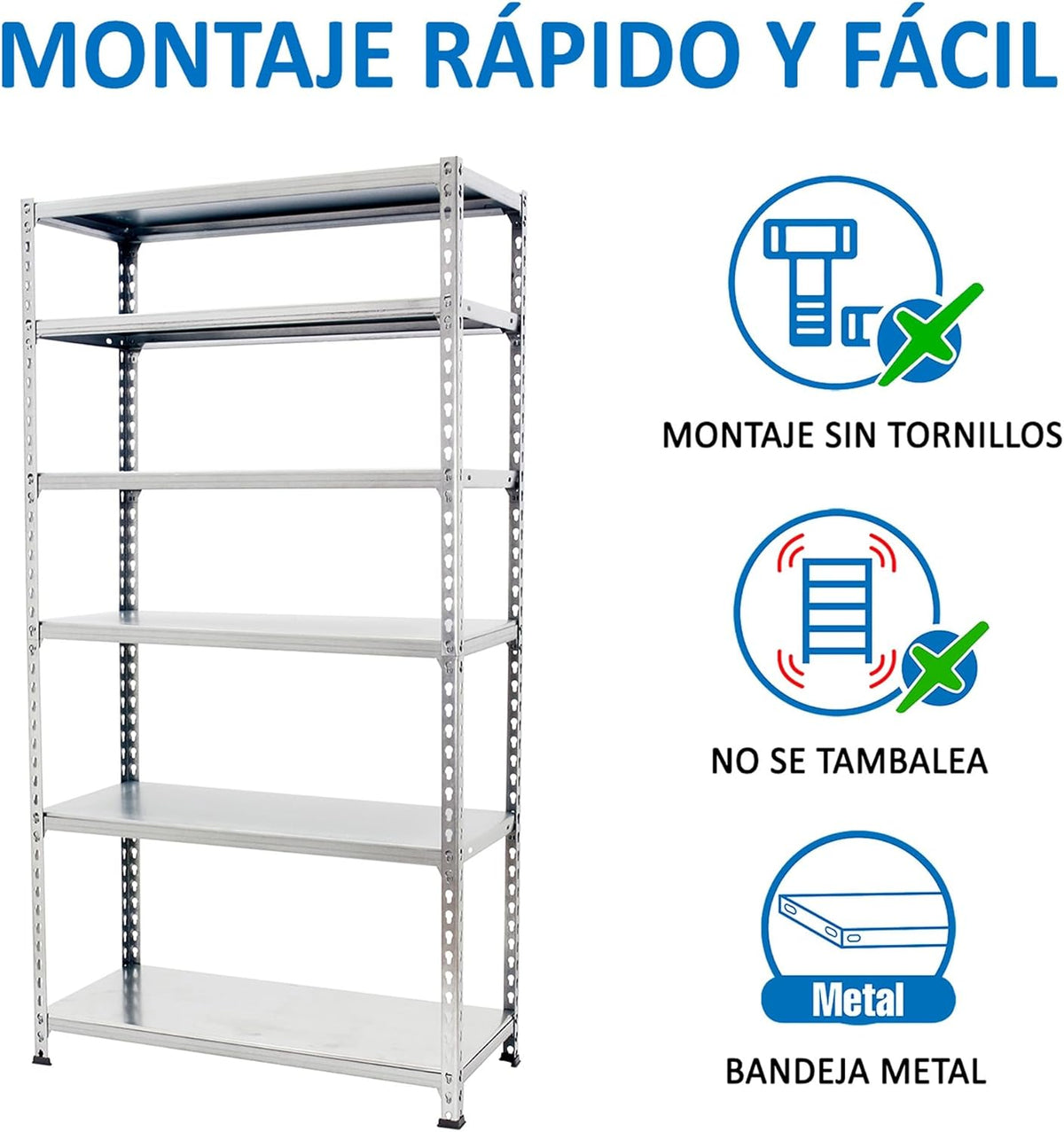 Simon Rack Stellingkast Metaal, 2500x1000x400 mm, Buigpunt 180, 6 Verstelbare Niveaus, Metalen Planken, Robuust Opslagrek voor Garage, Kelder en Werkplaats, Gegalvaniseerd – SimonClick