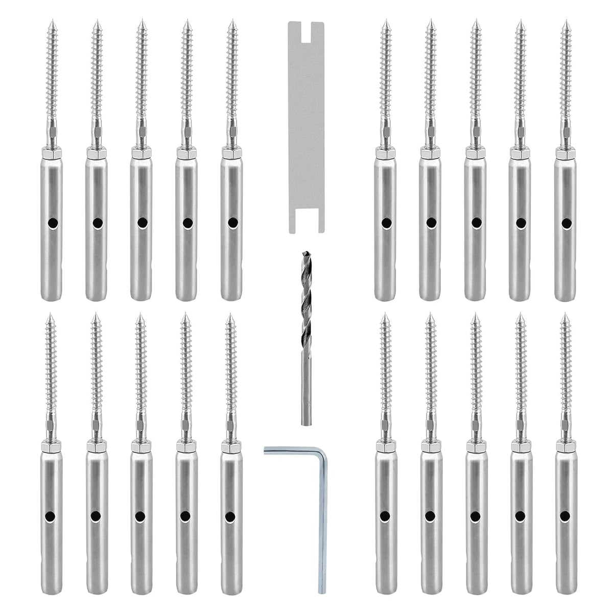 TooTaci 1/8 "kabel draad spanner zeef kits, 10 paar Swage Lag schroeven links & rechts voor kabelreling systemen, trappendek reling geschikt voor houten post horizontale verticale balusters- T316