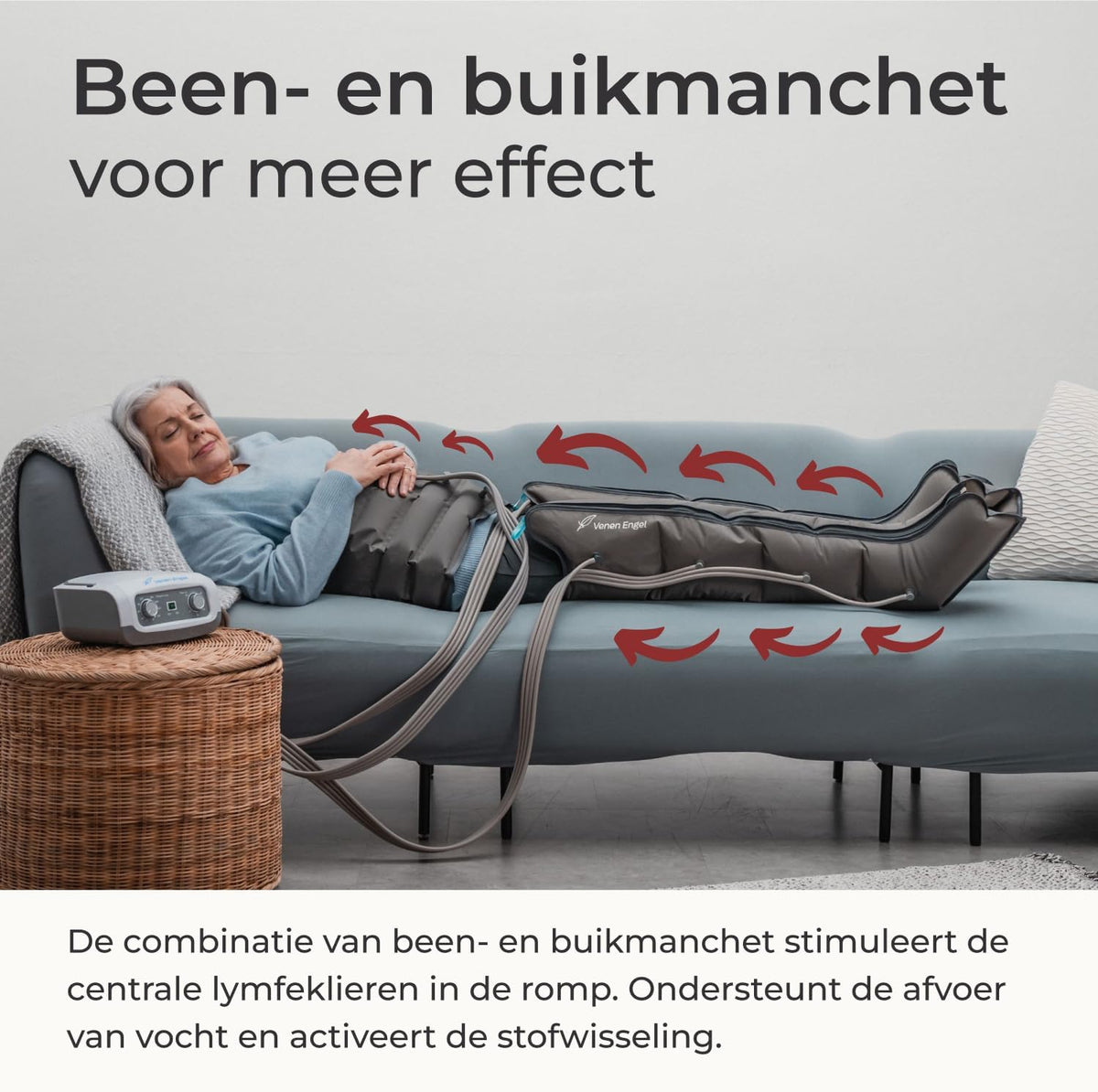 Venen Engel 4 Golfmassageapparaat met buik- & beenmanchetten, 4 luchtkamers, druk & tijd eenvoudig in te stellen
