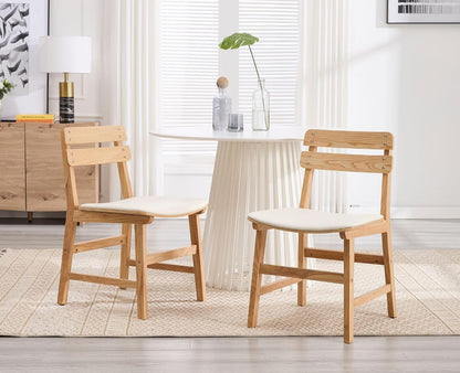 Rustieke houten eetkamerstoelen – houten stoelen – keukenstoelen – eetkamerstoelen set – armloze stoelen – waterafstotend kunstleer – ergonomische rugleuning