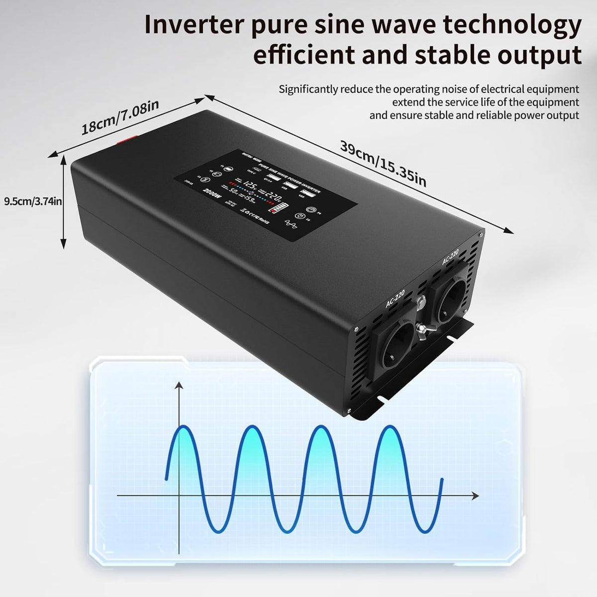 <font dir="auto" style="vertical-align: inherit;"><font dir="auto" style="vertical-align: inherit;">        DATOUBOSS 12V to 230V Pure Sine Wave Power Inverter 2000W/4000W with LCD EU Sockets, 2xUSB, QC3.0 Port, Type-C, 12V 230V Power Converters for Cars,