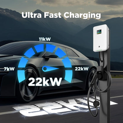 Morec 22KW driefasig EV laadstation laadkabel 32A EU standaard wandbox Type 2 oplader IEC 62196-2 stekker met stroomkabel naar verdeelkast Draagbare snelwanddoos 6.1m