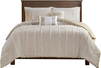 Harbor House 100% Cotton Duvet Set - Trendy Tufted Textured Design, All Season Cozy Bedding Modern Comforter Cover, Matching Shams, Anslee Pom Pom Taupe Queen(90"x90") 3 Piece