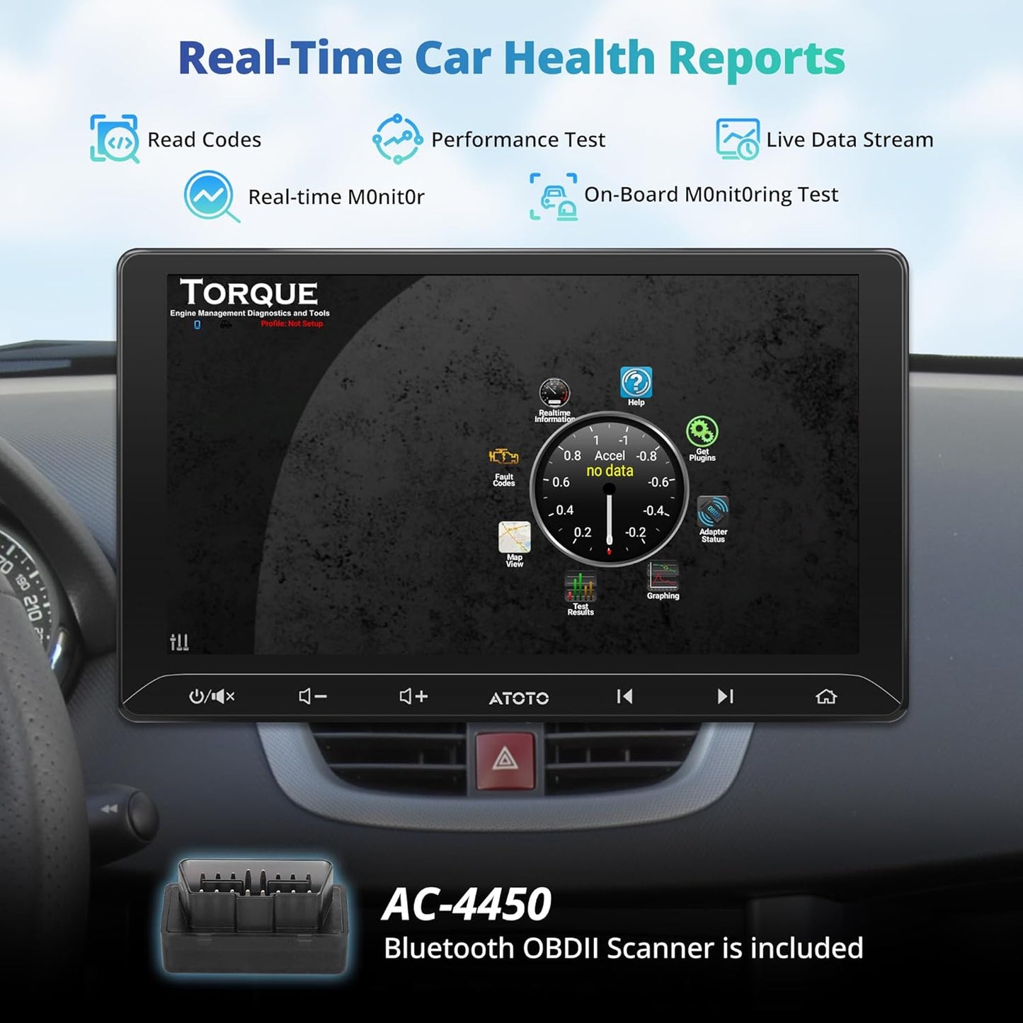 Autoradio 2 DIN – Android Car Stereo – Touchscreen Autoradio – Auto Multimedia Speler – GPS Navigatie – 10,1 Inch HD IPS Scherm – Ingebouwde OBD Bluetooth Scanner