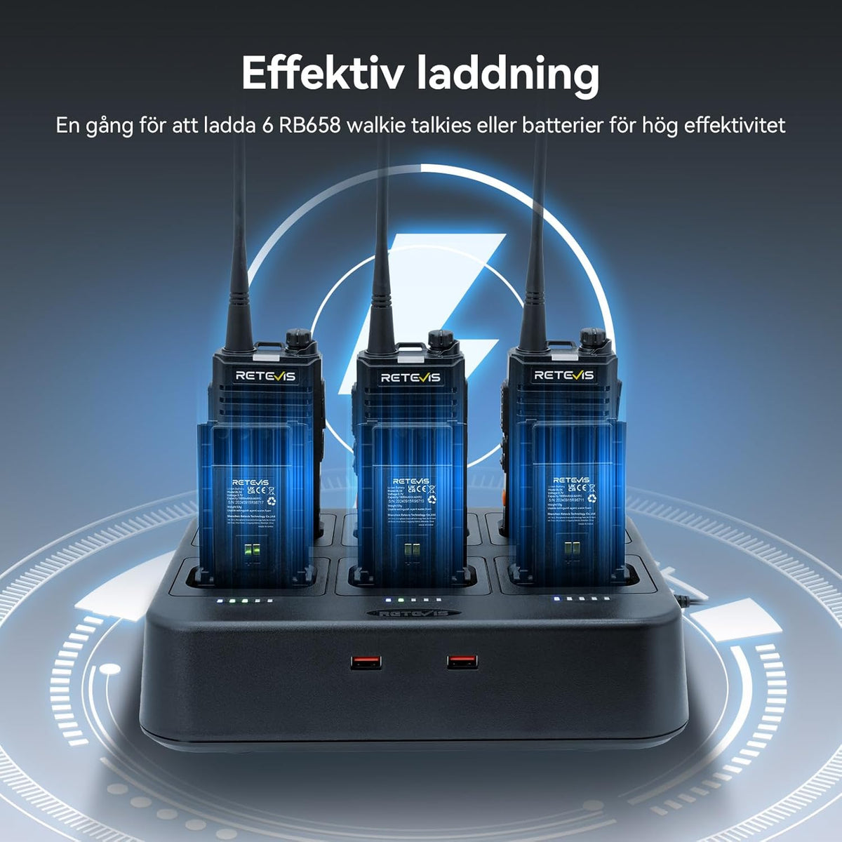 Retevis RB658 Walkie Talkies voor Volwassenen, 2-weg radio met Draadloze Oortelefoon, 6-Weg Oplader, APP-Verbinding, 1800Ah-accu, 1,77 inch Scherm, voor School, Beveiliging (6 Stuks, Zwart)