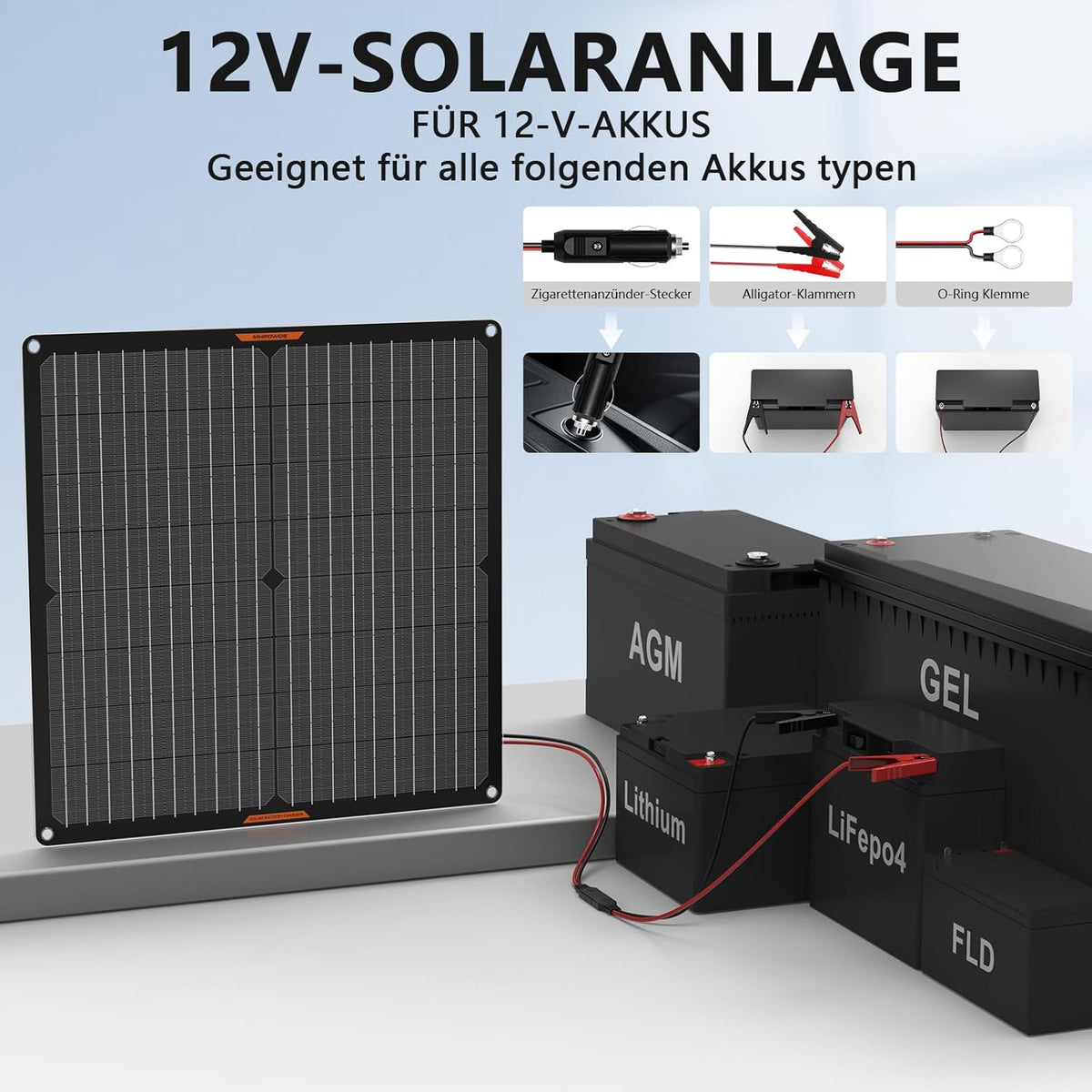Zonnepaneel 30 W 12 V zonne-auto-acculader draagbare waterdichte zonne-stroom batterijlader & onderhoudsapparaat met Trickle-sigarettenaansteker-stekker & krokodillenklem