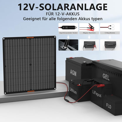 Zonnepaneel 30 W 12 V zonne-auto-acculader draagbare waterdichte zonne-stroom batterijlader & onderhoudsapparaat met Trickle-sigarettenaansteker-stekker & krokodillenklem
