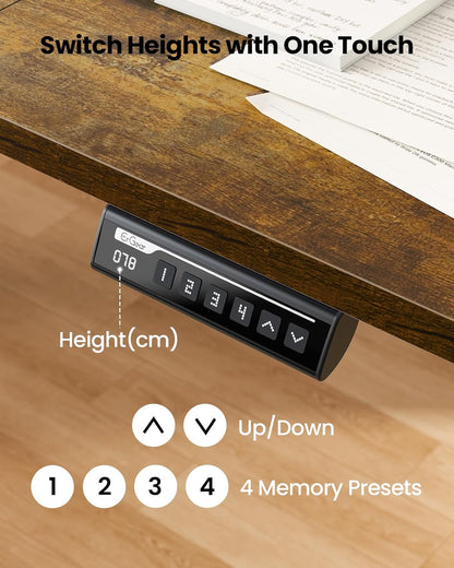 ErGear Elektrisch Zit-Sta Bureau Hoogte Verstelbaar 160 x 80 cm, Zit-Sta Bureau met 4 Geheugen Smart Paneel, Kantoor Bureau thuis met Verdeelplaat