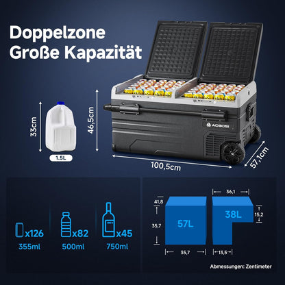 AAOBOSI Grote compressorkoelkast, temperatuurbereik -20 °C tot 20 °C, met app, extra grote inhoud, ideaal voor familie-diners en ontmoetingen met vrienden