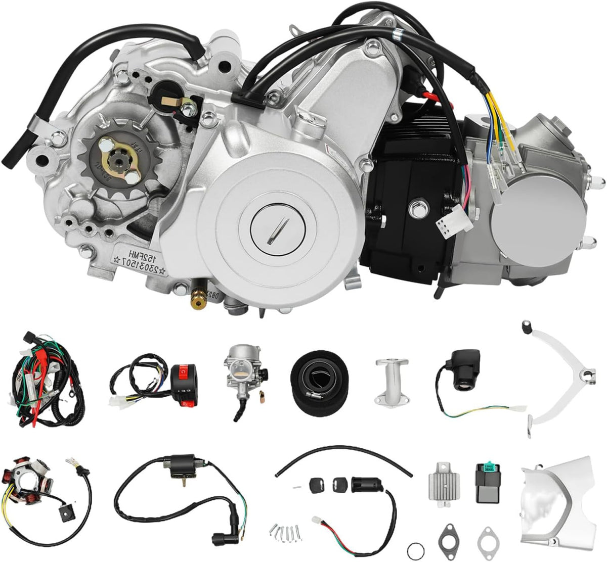 125cc 4 hub starter motor air cooled engine kit semi-car electric start 3+1 reversible suitable for Go Kart ATV Quad Buggy Dirt Bike - QUORE