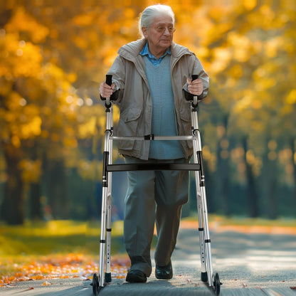 Opvouwbare rollator met onderarmsteun van aluminium voor ouderen en breekbare personen, inklapbaar, revalidatie, 8 hoogte-instellingen, medisch hulpmiddel klasse 1