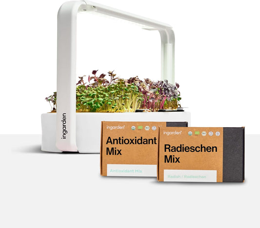 Smart Garden Starter Set - Indoor LED Groenbak - 12 Biologische Zaadpads - Oceaanplastic Wit - Scandinavisch Design - 7 Dag Oogst