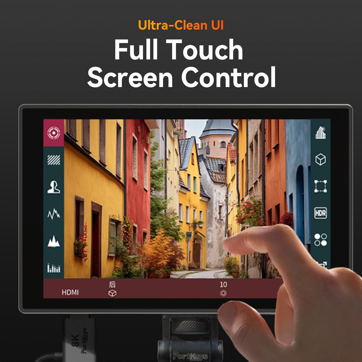 Portkeys HD7T Camera Monitor 7" Touchscreen 1000nit High Brightness Camera Monitor with Top Shortcut Keys Suitable for DSLR with Sunshade
