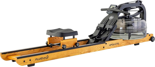 Fluid Rower Apollo XL - Rowing machine with 10 resistors - Heart rate monitor - Water resistance - Rowing machine for home - Color: Beech - QUORE
