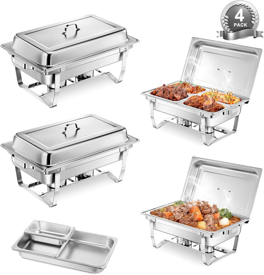 Chafing Dish – Buffetwarmer – Warmhoudplaat – Rechaud – Warmhoudschaal – 9 Liter Inhoud – Roestvrij Staal