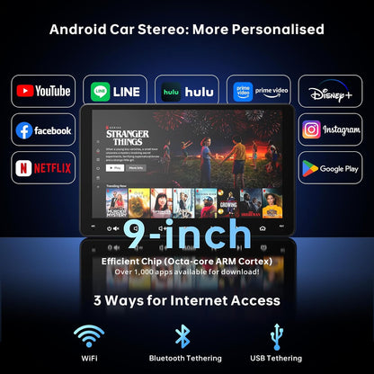 9 inch Android Autoradio – 2-DIN Multimedia Speler – Auto Stereo Systeem – Touchscreen Navigatie – Draadloos CarPlay & Android Auto – Bluetooth OBD2 Diagnosescanner – Octa-Core Processor – 36-Bands DSP Geluidskwaliteit
