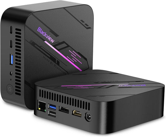 Blackview MP100 Mini-pc met AMD Ryzen 7 5825U (8C/16T, tot 4,5 GHz), LPDDR4 16 GB RAM 512 GB mini-pc Win11 Pro, mini-desktop pc, 4K Triple Display/WiFi 6, mini-computer voor school, kantoor, HTPC
