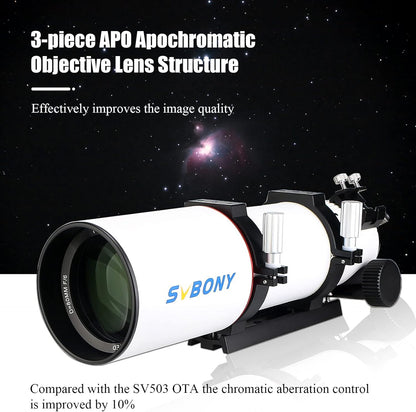 Svbony SV550 APO Refractor Telescoop, 80F6 Apochromatisch Triplet ED OTA, FMC Dubbel Snelheid Focus, voor Diep Sky Fotografie Visueel Astronomie