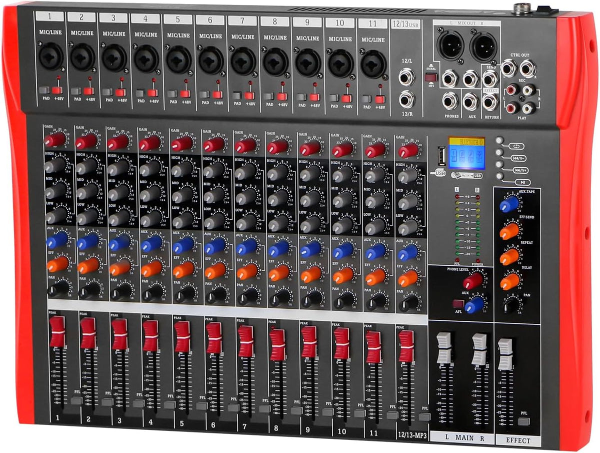 Studio Live mengpaneel, 12 kanalen, DJ, professioneel stereogeluid, mengconsole, bluetooth, USB-opname, computer, afspelen, fantoomvoeding, USB, digitale audio-mixer, versterker