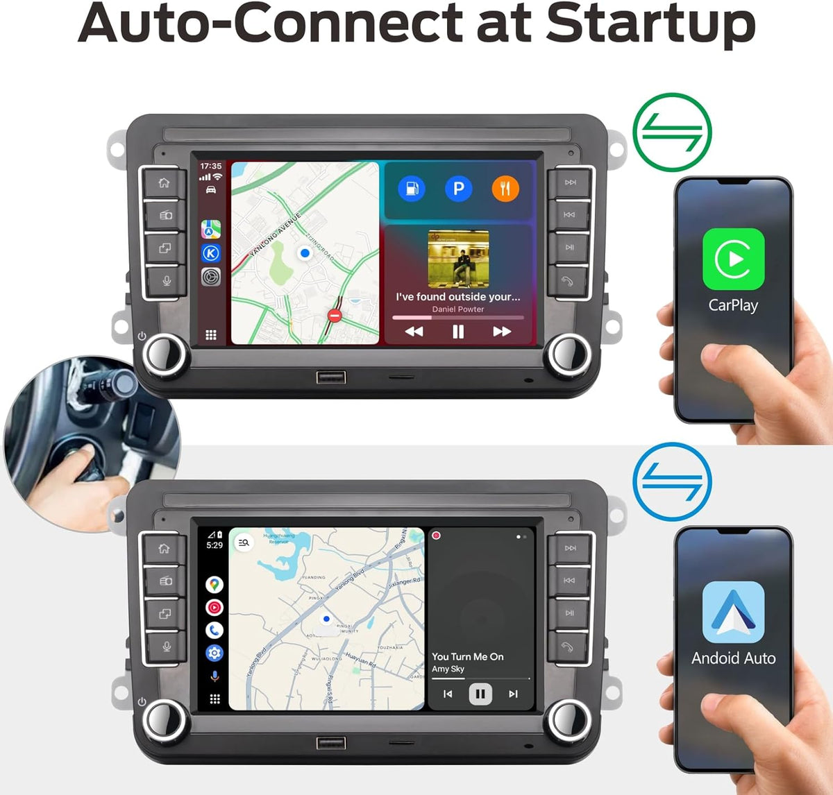 Autoradio Radio for VW Passat Jetta Caddy Touran Golf 5 6 GTI T5 EOS Polo with Wireless Carplay Android Auto TF Card Touchscreen Bluetooth
