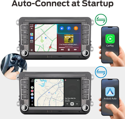 Autoradio Radio for VW Passat Jetta Caddy Touran Golf 5 6 GTI T5 EOS Polo with Wireless Carplay Android Auto TF Card Touchscreen Bluetooth