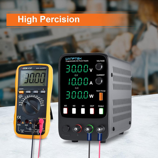Instelbare DC-Voeding - 30V - 10A - 300W - Variabele Schakelfunctie en 4-cijferig LED-Display - Gestabiliseerde voeding - Spanningsregelaar schakelaar - QUORE