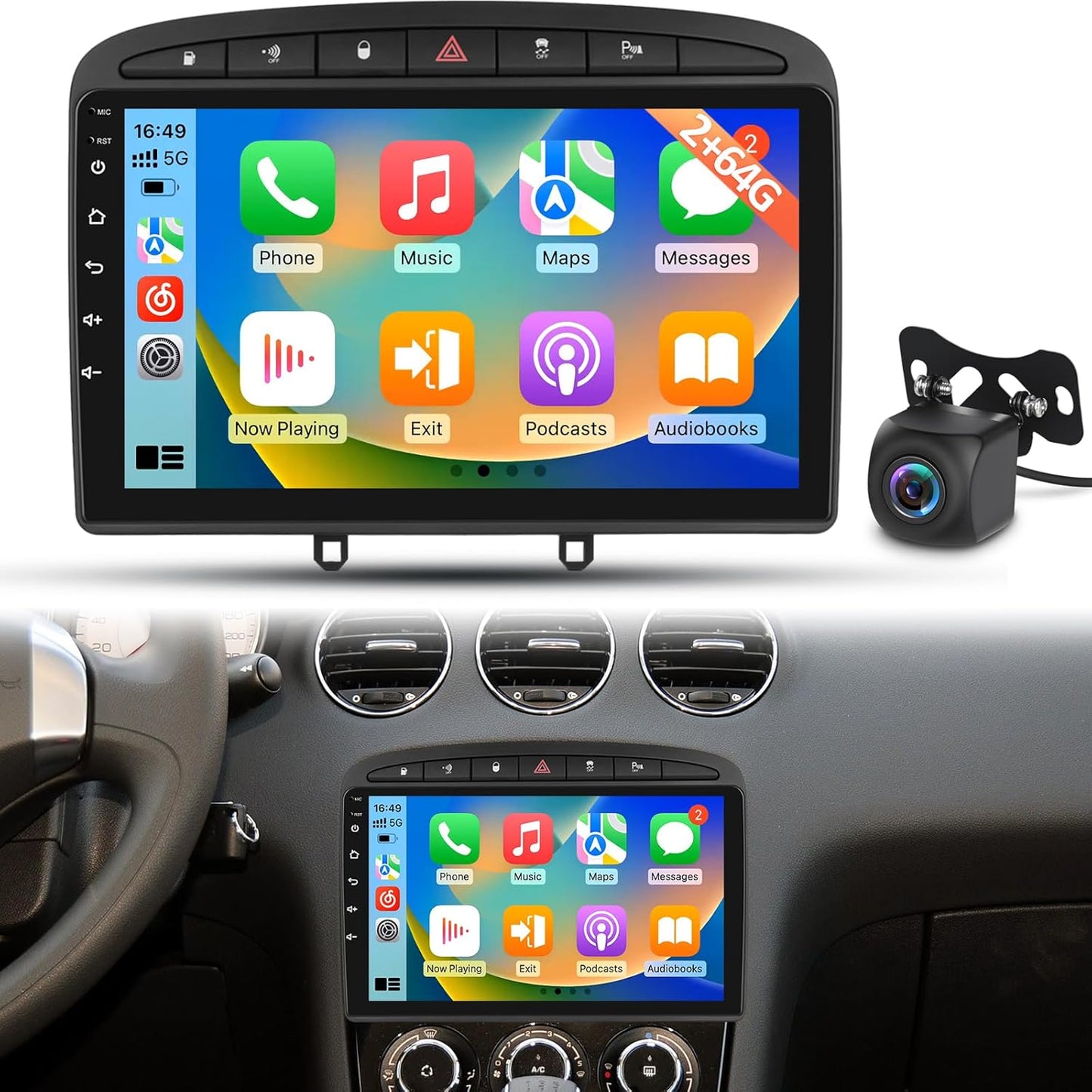 Android Autoradio – Navigatiesysteem – Multimedia Speler – Bluetooth Radio – Dashboard Headunit – 9 Inch 1080P Touchscreen – Draadloze CarPlay & Android Auto – DSP Audio – GPS Navigatie – 2+64G Plug & Play – Achteruitrijcamera inbegrepen