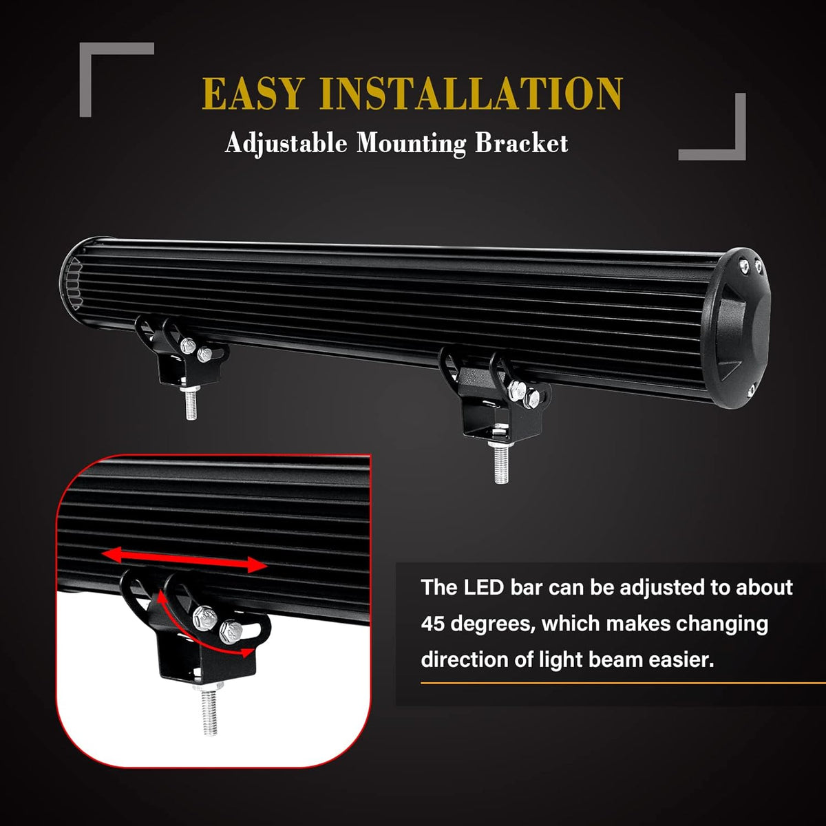 SKYWORLD 23 inch 59 cm 144W led-lichtbalk met 12V kabelboom kit en magnetische houder, waterdicht mistlamp werklamp led light bar voor offroad voertuigen auto vrachtwagens SUV 4x4,6000K