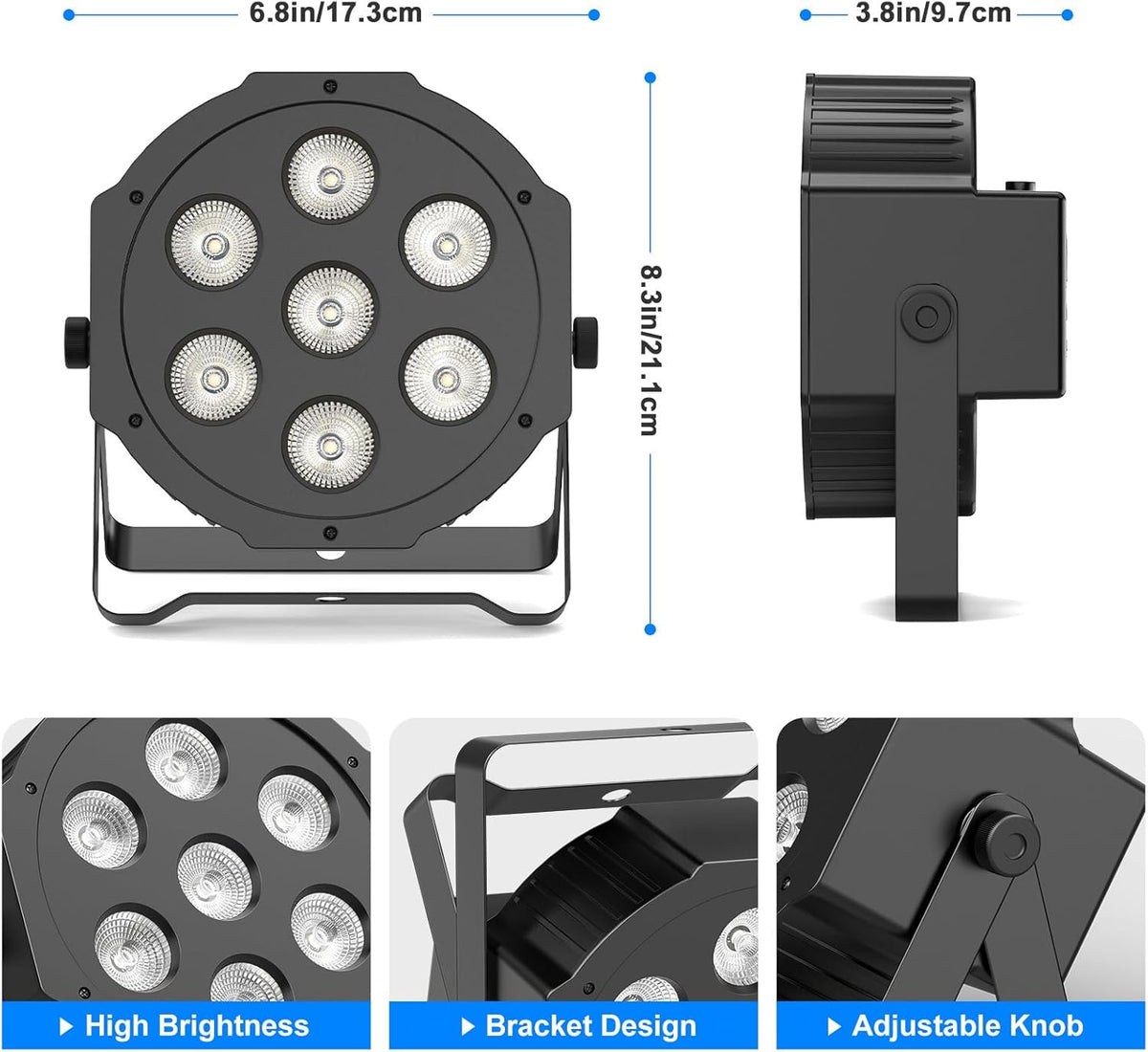 RGBW LED Par, 4PCS 7 LED Spotlight Podiumlicht met afstandsbediening 8 Modi Disco Lichteffecten voor DJ Bar Bruiloft Kerst Haloween Verlichting