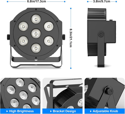 RGBW LED Par, 4PCS 7 LED Spotlight Podiumlicht met afstandsbediening 8 Modi Disco Lichteffecten voor DJ Bar Bruiloft Kerst Haloween Verlichting