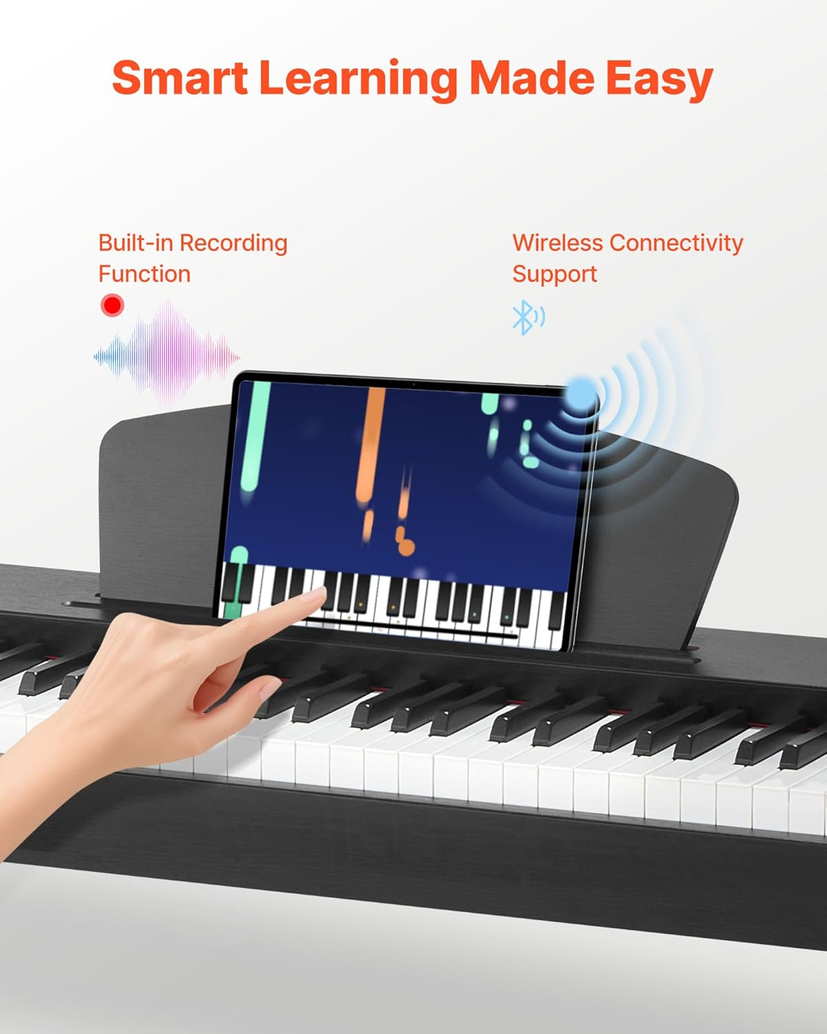 Digitale piano – Elektrische piano – Keyboard – Piano met gewogen toetsen – Pianotoetsenbord – Zonder houder – 88 volledig gewogen toetsen – Dual-toetsenbordmodus
