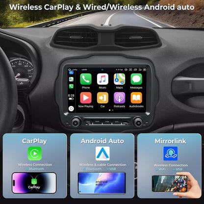 Android 14.0 Autoradio voor Jeep Renegade 2015-2020 met 9 Inch Touchscreen GPS Navigatie Radio Ondersteuning 4G DSP TPMS OBD Draadloze Carplay/Android Auto 4+64GB