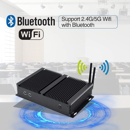 BASOARO Industriële PC Win 10 Fanless PC i5 4200U Mini Desktop Computer, Dual Gigabit RJ45 LAN, 8GB RAM 128GB SSD, HD VGA Dual 4K Display, WiFi, BT, 6 USB