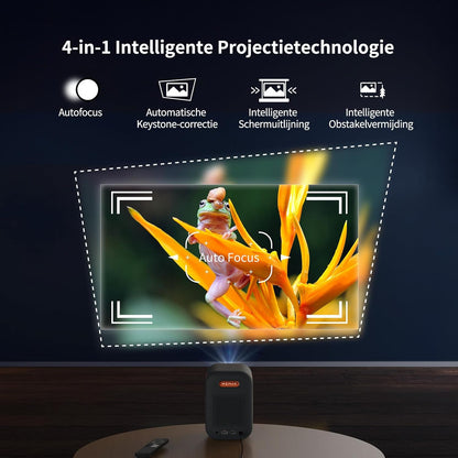 WEMAX Mini Projector【Netflix Gecertificeerd & Google TV】Draagbare Projector【4K Ondersteuning & 1080P Native】Slimme Projector met Dolby Audio, Video Projector met WiFi/Bluetooth voor Home Cinema,Buiten